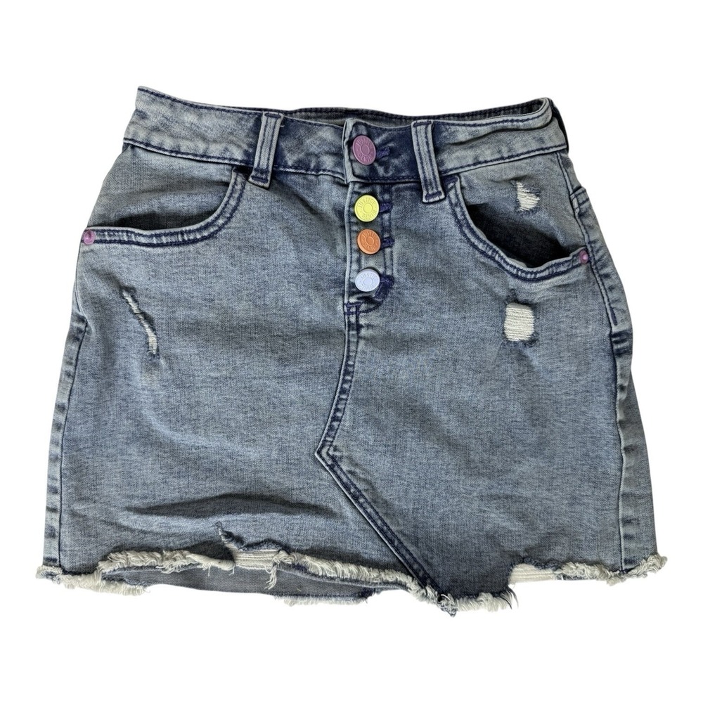 Justice Denim Acid Washed Mini Skort Girls 10 Pockets Distressed‎